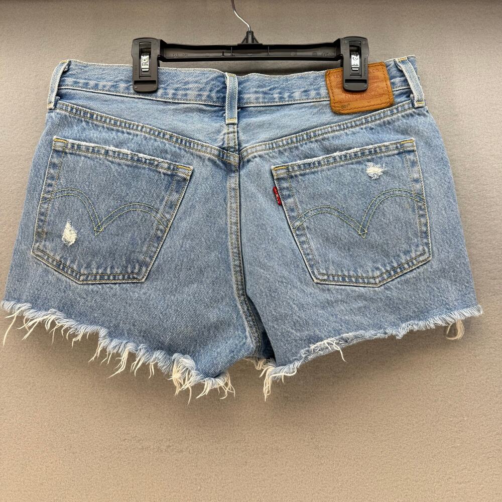 Levi's 501XX Big E Shorts Women's 29 (8) Light Blue Button Fly Cutoff 2" Inseam - Picture 2 of 13